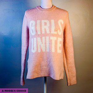 DIVIDED H&M GIRLS UNITE BABY PINK KNIT SWEATER - WOMENS EXTRA SMALL (XS)